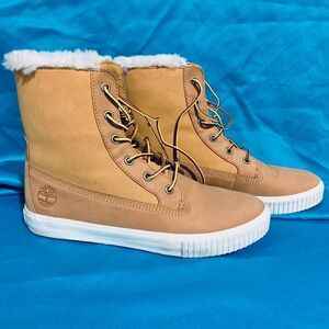 Tan Timberland fur lined boots